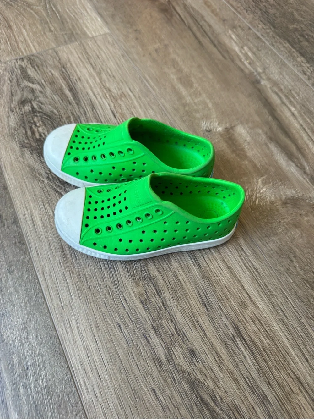 Native Shoes Kids Green Slip-On Water Shoe with White Toe